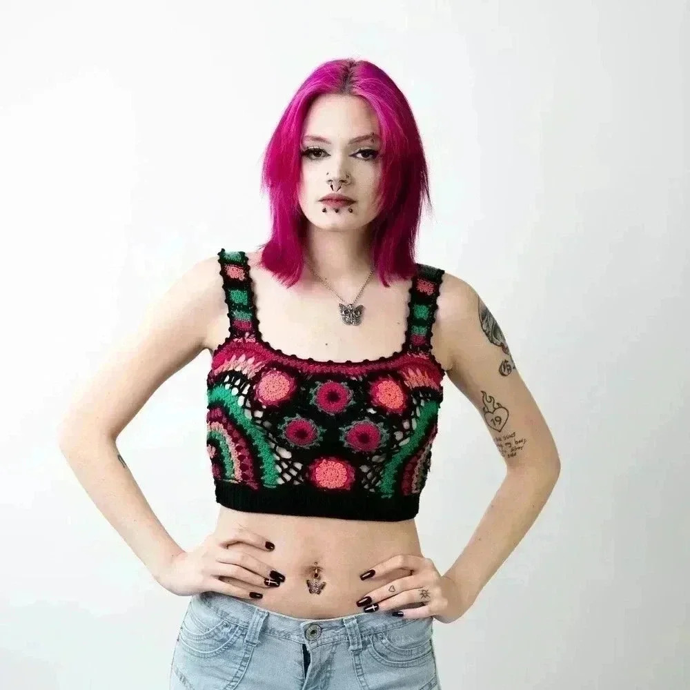 Handmade Crochet Knit Crop Top - S/M - Picture 3 of 5